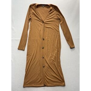 J For Justify Cardigan Sweater Juniors S Brown Ribbed Knit V Neck Button Long